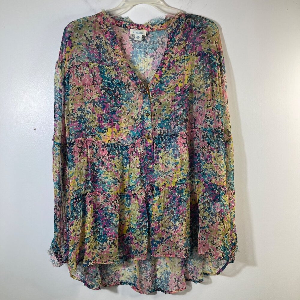 Womens Sundance Evelina 2‎ Piece Sheer Floral Shirt Cami Boho Tunic PM